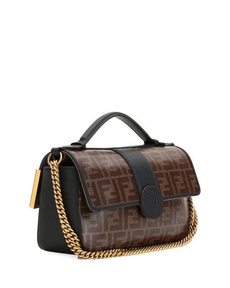 fendi double-sided ff canvas & leather shoulder bag|Fendi baguette bag.